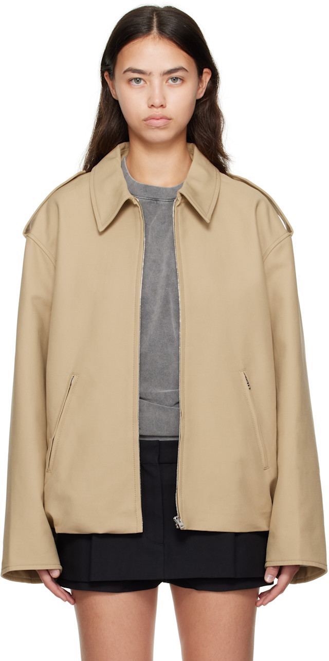 Acne Studios: ベージュ コットン サテン ジャケット | SSENSE 日本