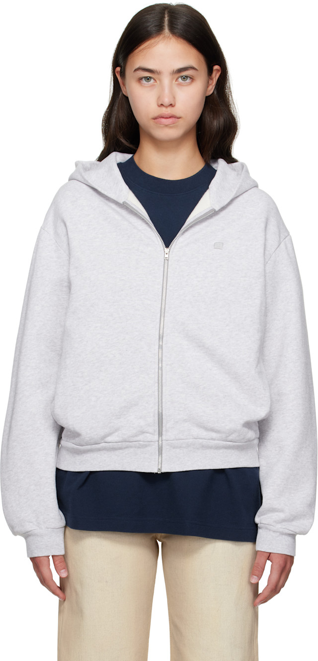 Acne Studios: Gray Zipper Hoodie | SSENSE