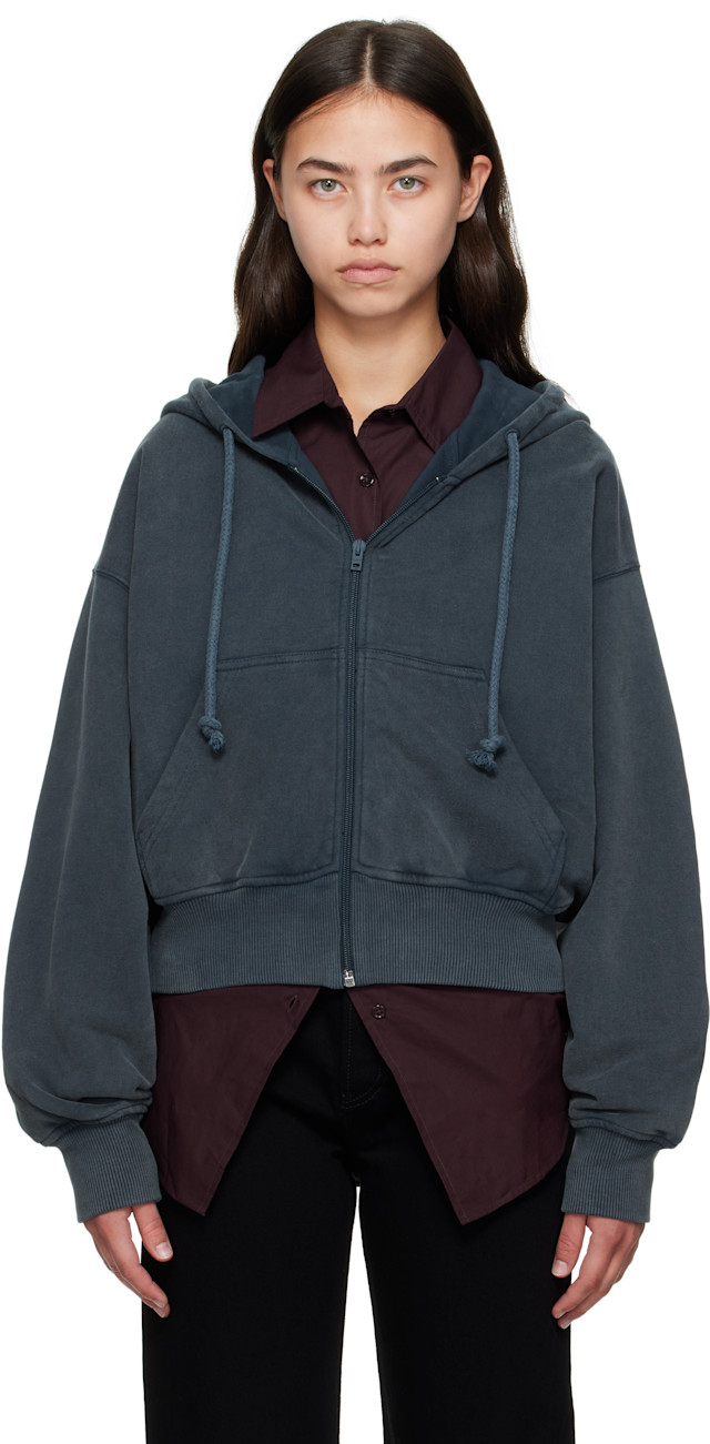 Acne Studios: ブルー ジップフーディ | SSENSE 日本