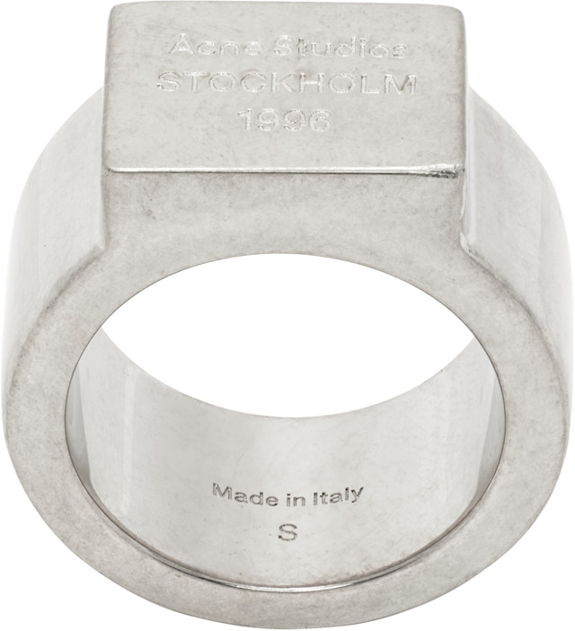 ACNE STUDIOS バングル リング　セット Acne Studios: Logo Engraved シグネットリング | SSENSE 日本