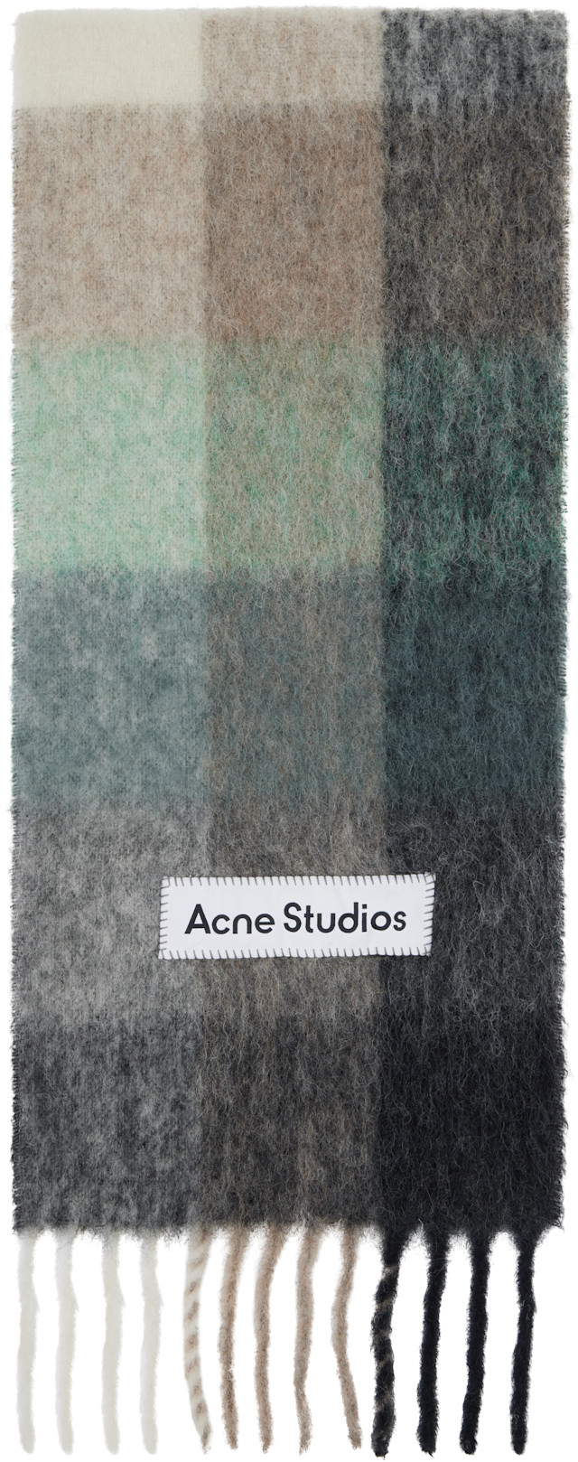 Acne Studios: マルチカラー モヘア チェック マフラー | SSENSE 日本