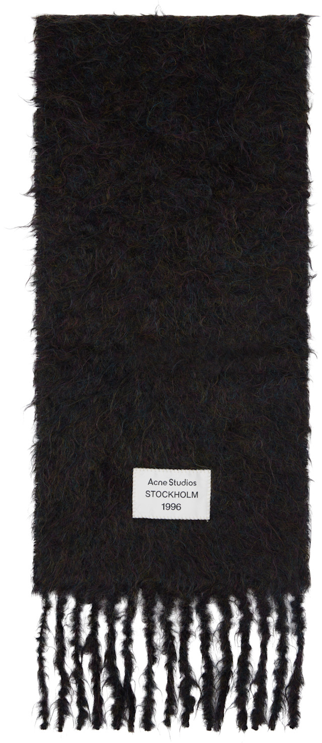 Acne Studios: Black Logo Wool Scarf | SSENSE Canada