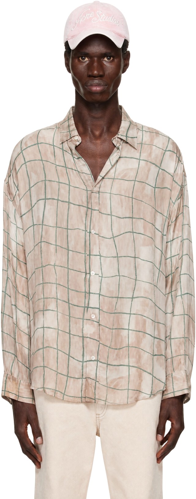 Acne Studios: Pink Checkered Shirt | SSENSE