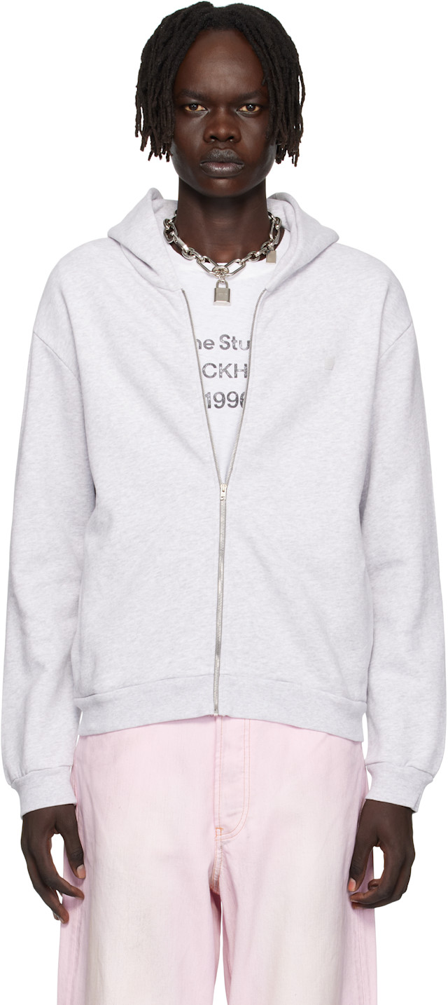 Acne Studios: Gray Zipper Hoodie | SSENSE