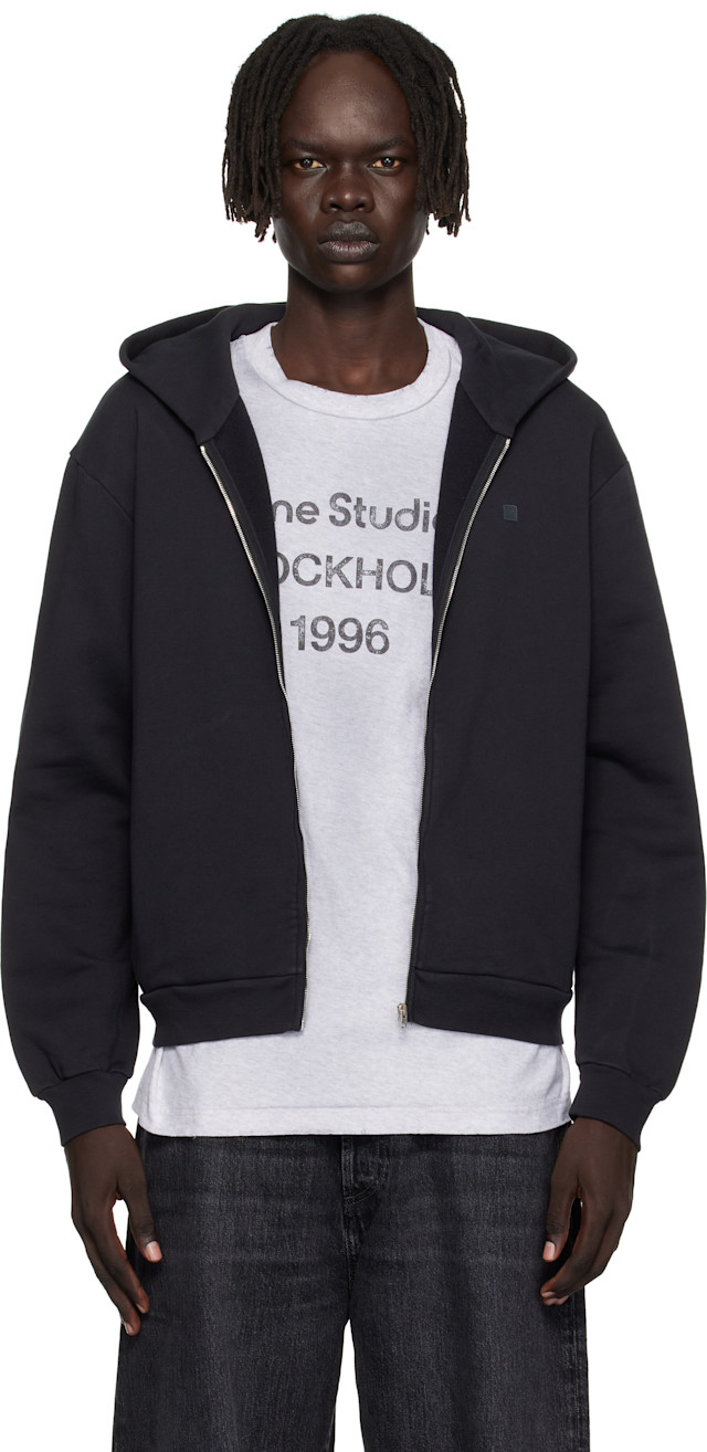 Acne Studios: Black Zipper Hoodie | SSENSE