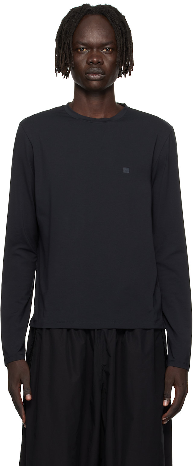 Acne Studios: Black Long Sleeve Regular Fit T-shirt | SSENSE