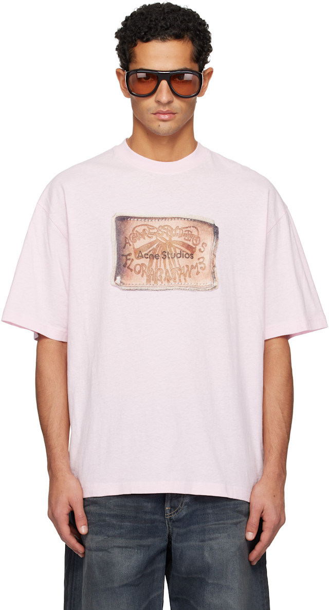 Acne Studios: Pink Logo T-shirt | SSENSE