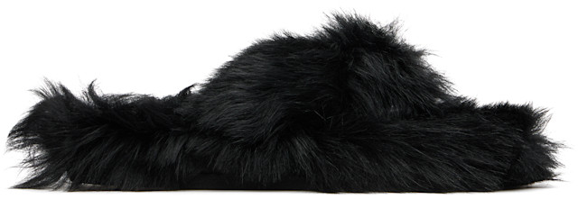 Acne Studios: Black Shearling Sandals | SSENSE