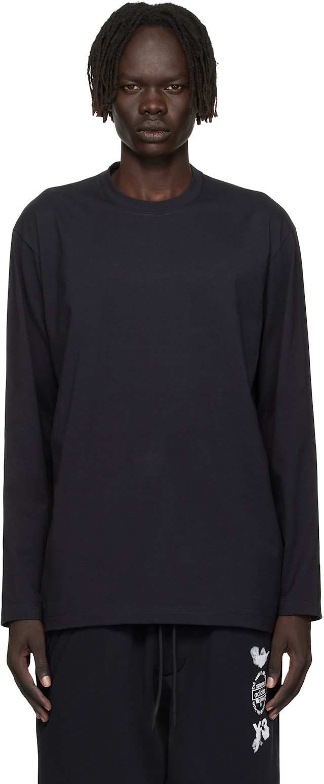 Y-3: Black Graphic Long Sleeve T-shirt | SSENSE Canada