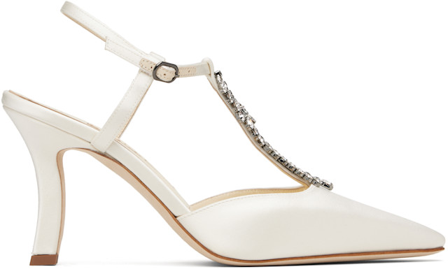 Manolo Blahnik: White Sufik Heels | SSENSE Manolo Blahnik: White Sufik Heels | SSENSE