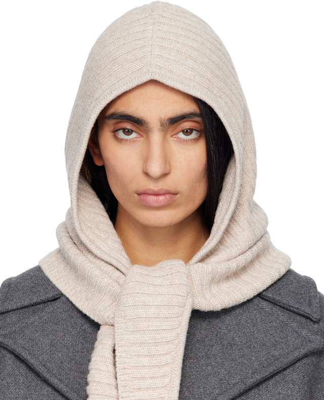 GANNI: Beige Wool Mix Balaclava | SSENSE New Zealand