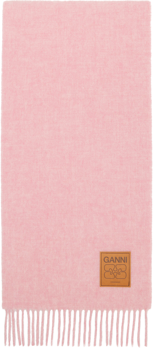 GANNI: Pink Wool Scarf | SSENSE