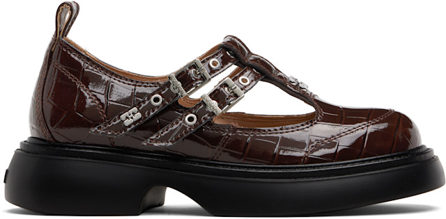 GANNI: Brown Everyday Butterfly Mary Jane Loafers | SSENSE