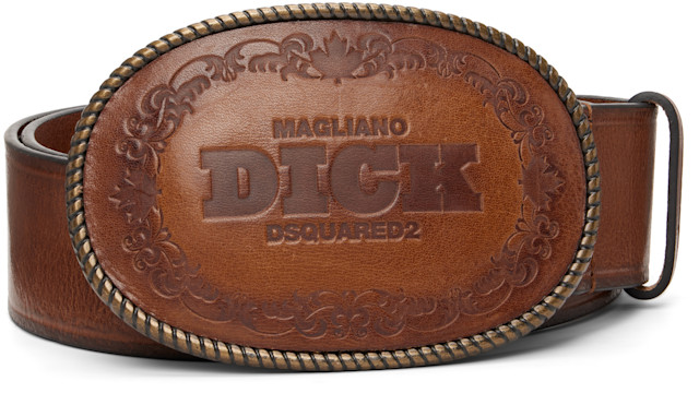 Dsquared2: Brown Magliano Edition D2 Embossed 'Dick' Buckle Belt
