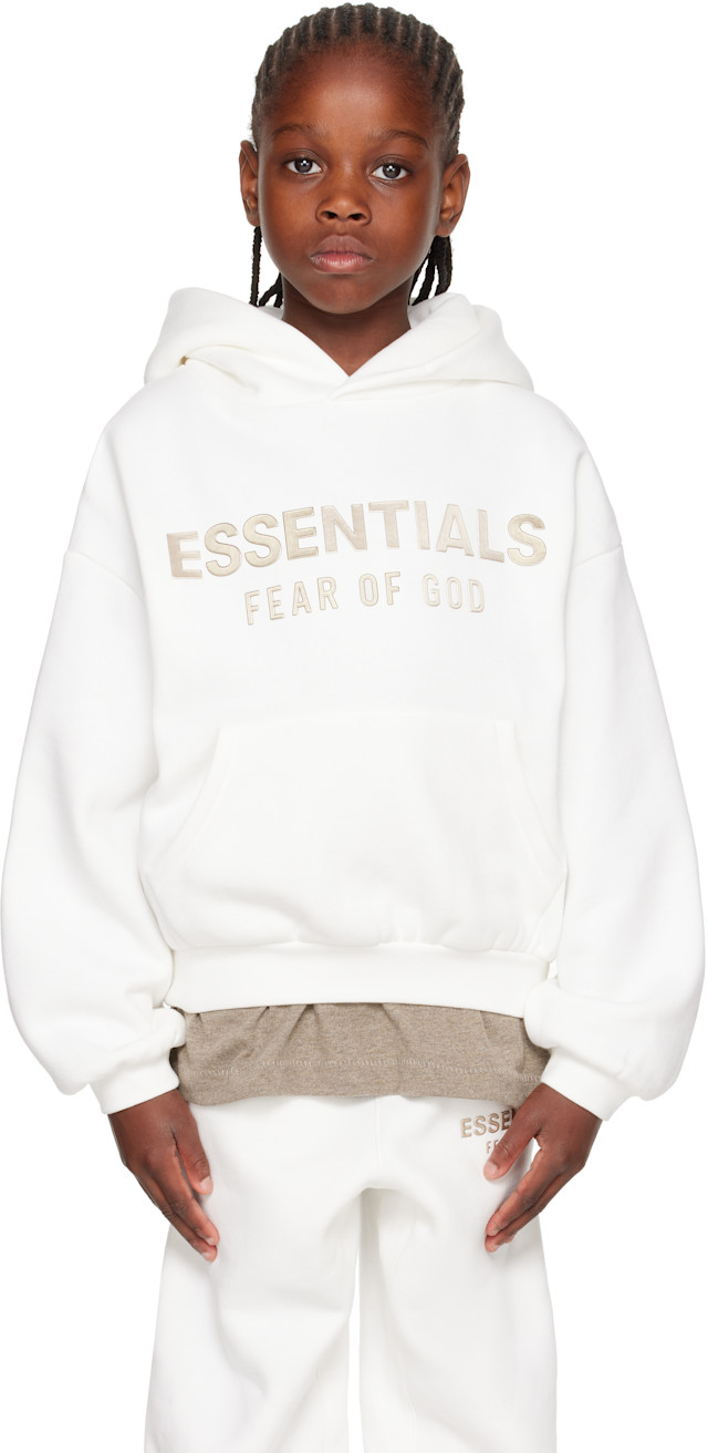 ESSENTIALS FEAR OF GOD ホワイトパーカー Fear of God Essentials Pullover Hoodie White Applique Logo