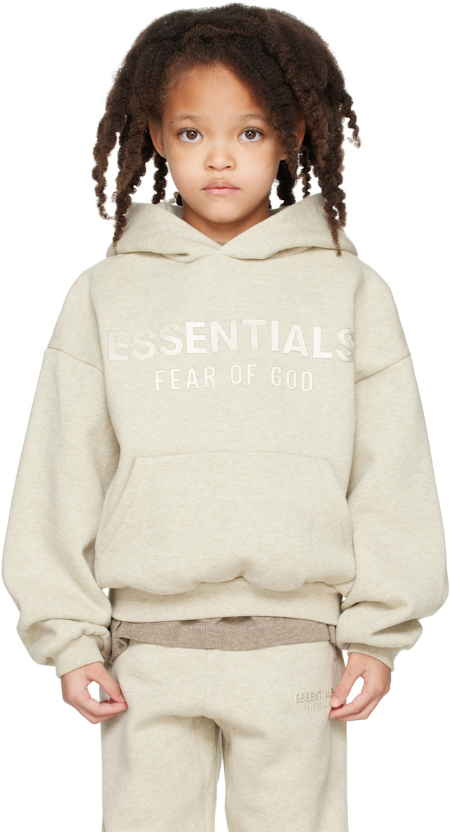 Fear of God ESSENTIALS: Kids Beige Classic Fleece Hoodie | SSENSE