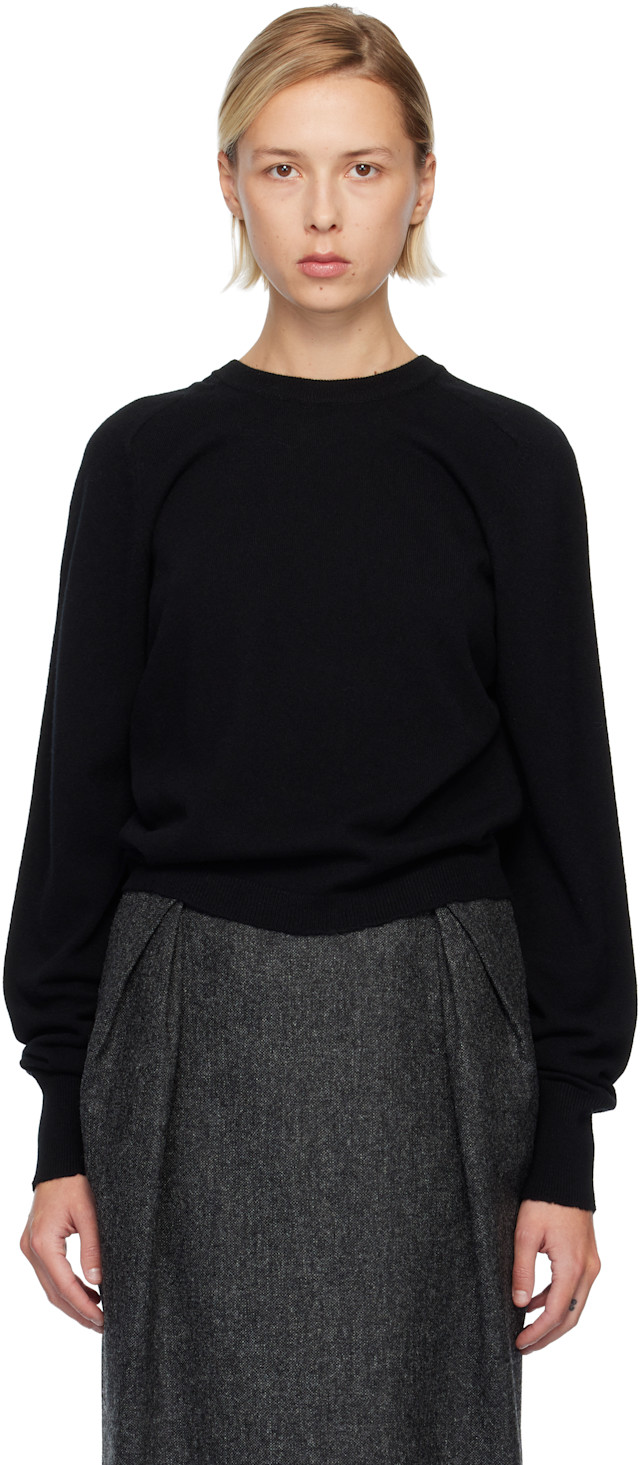 弟　maison margiela バーズアイニット　黒 Maison Margiela: Black Wool Knit Sweater | SSENSE
