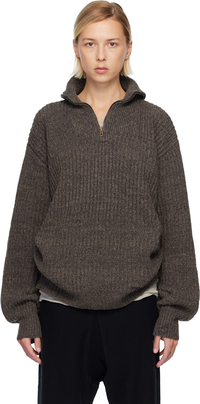 Maison Margiela: Brown Half-Zip Jacket | SSENSE