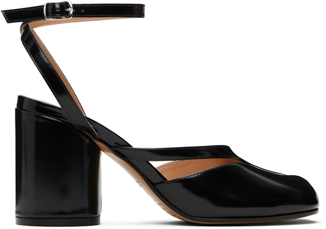 Maison Margiela: Black Tabi Pump Heeled Sandals | SSENSE