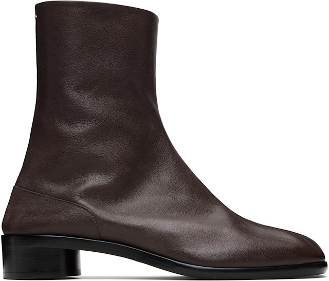 Maison Margiela: ブラウン Tabi アンクルブーツ | SSENSE 日本