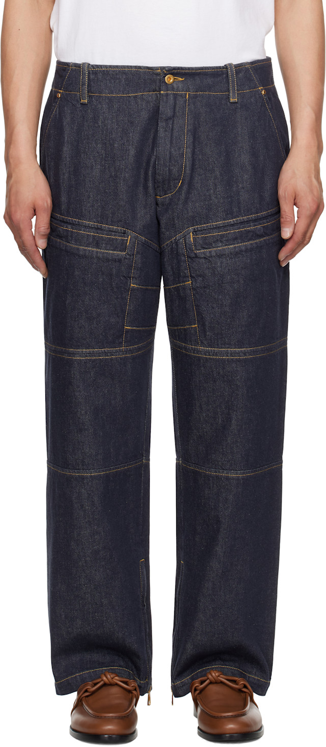Moncler Genius: Mercedes-Benz by NIGO Blue Paneled Jeans | SSENSE