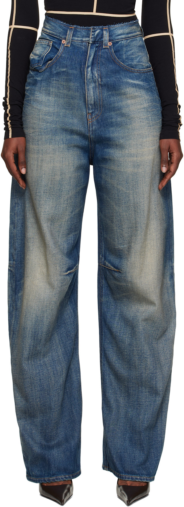 MM6 Maison Margiela: Blue Wide-Leg Jeans | SSENSE Canada