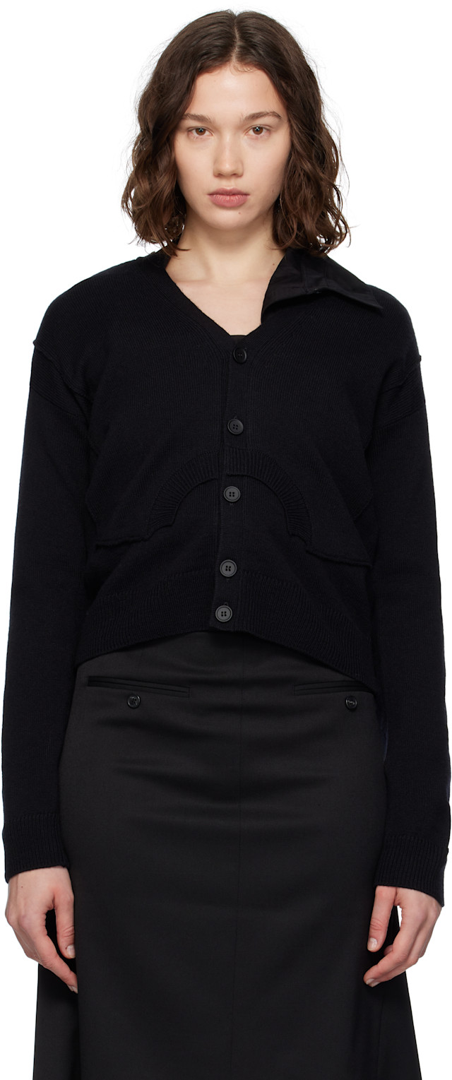 MM6 Maison Margiela: Black Wool Cardigan | SSENSE