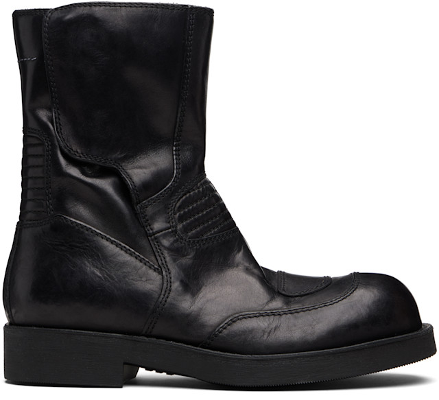 MM6 Maison Margiela: ブラック バイカーブーツ | SSENSE 日本