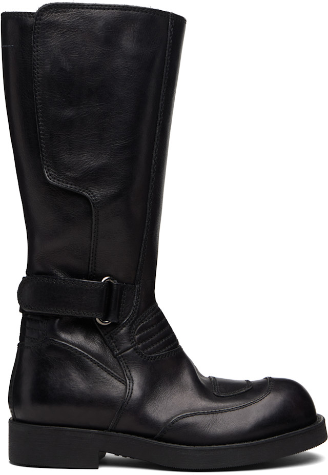 MM6 Maison Margiela: ブラック バイカーブーツ | SSENSE 日本