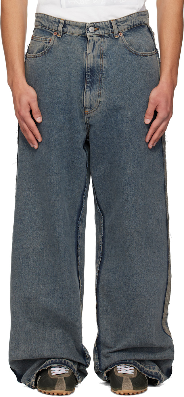 MM6 Maison Margiela: Blue Wide-Leg Jeans | SSENSE