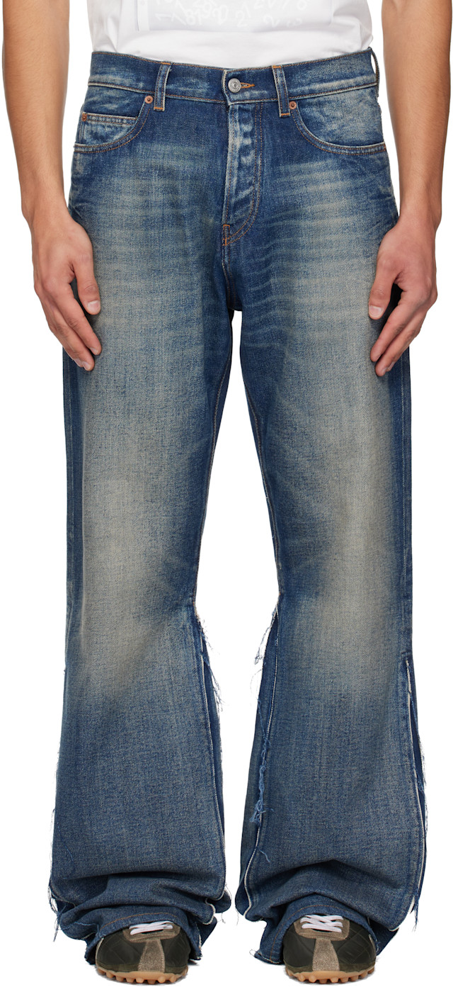 MM6 Maison Margiela: Blue Flared Jeans | SSENSE United Kingdom