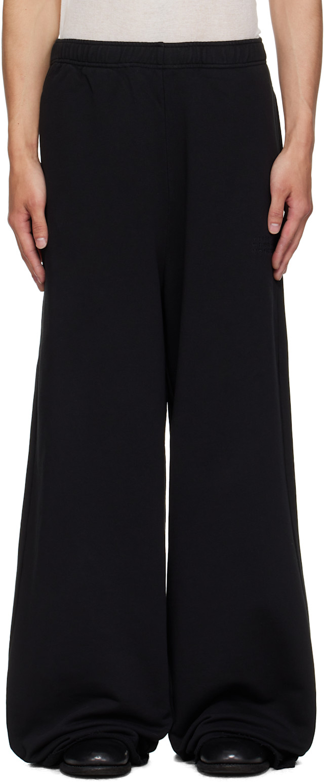 MM6 Maison Margiela: Black Cotton Wide-Leg Sweatpants | SSENSE Canada