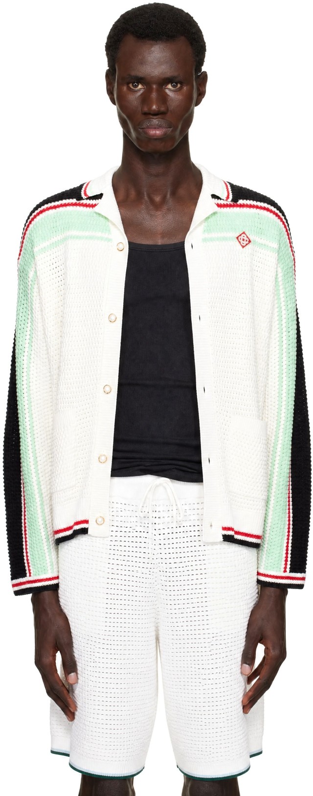 Casablanca: White Crochet Cardigan | SSENSE