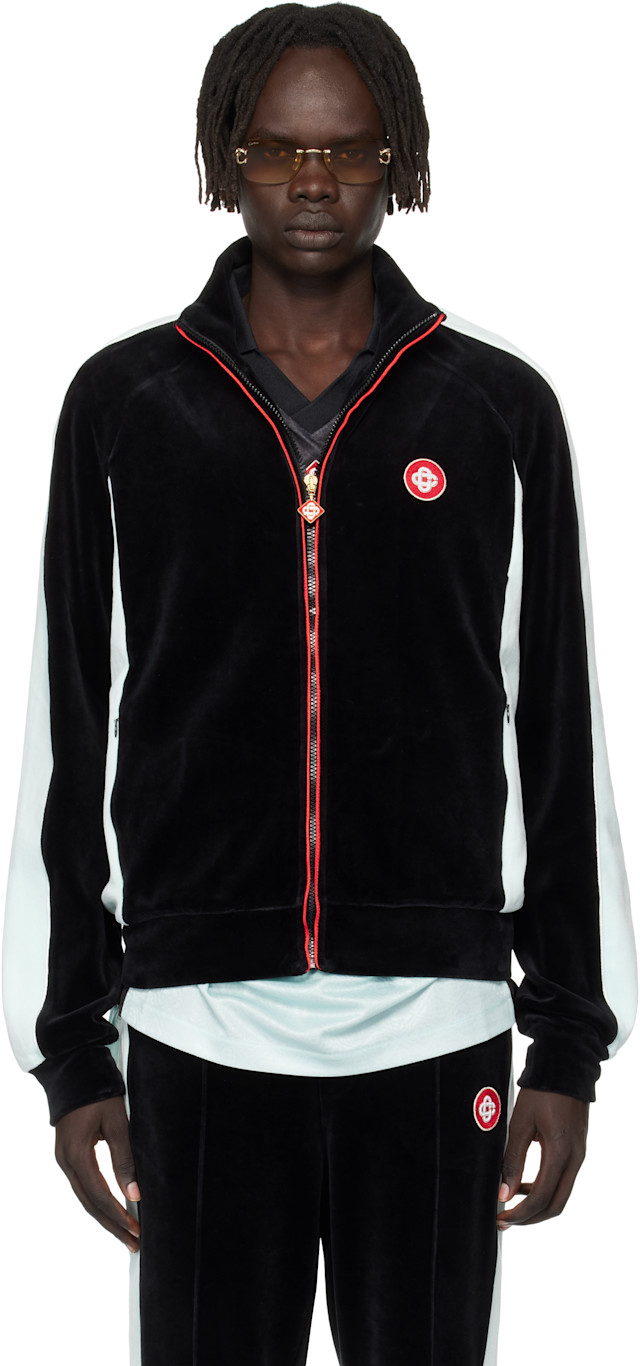 Casablanca: Black Velour Track Jacket | SSENSE