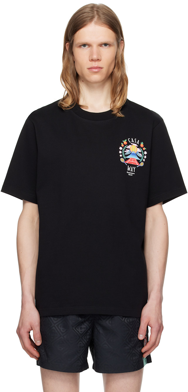 Casablanca: Black 'Casa Way' Mountain T-shirt | SSENSE