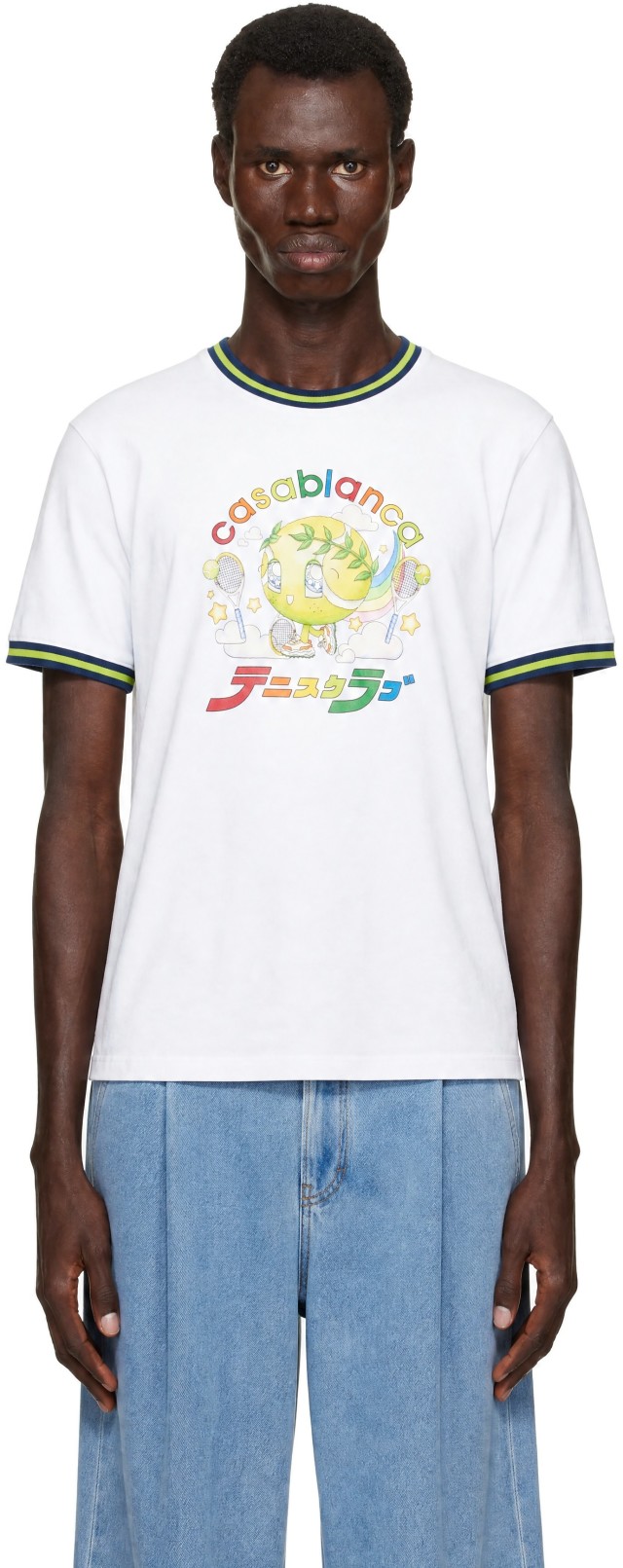 Casablanca: ホワイト Contrast Ringer Kawaii Tennis Ball Tシャツ