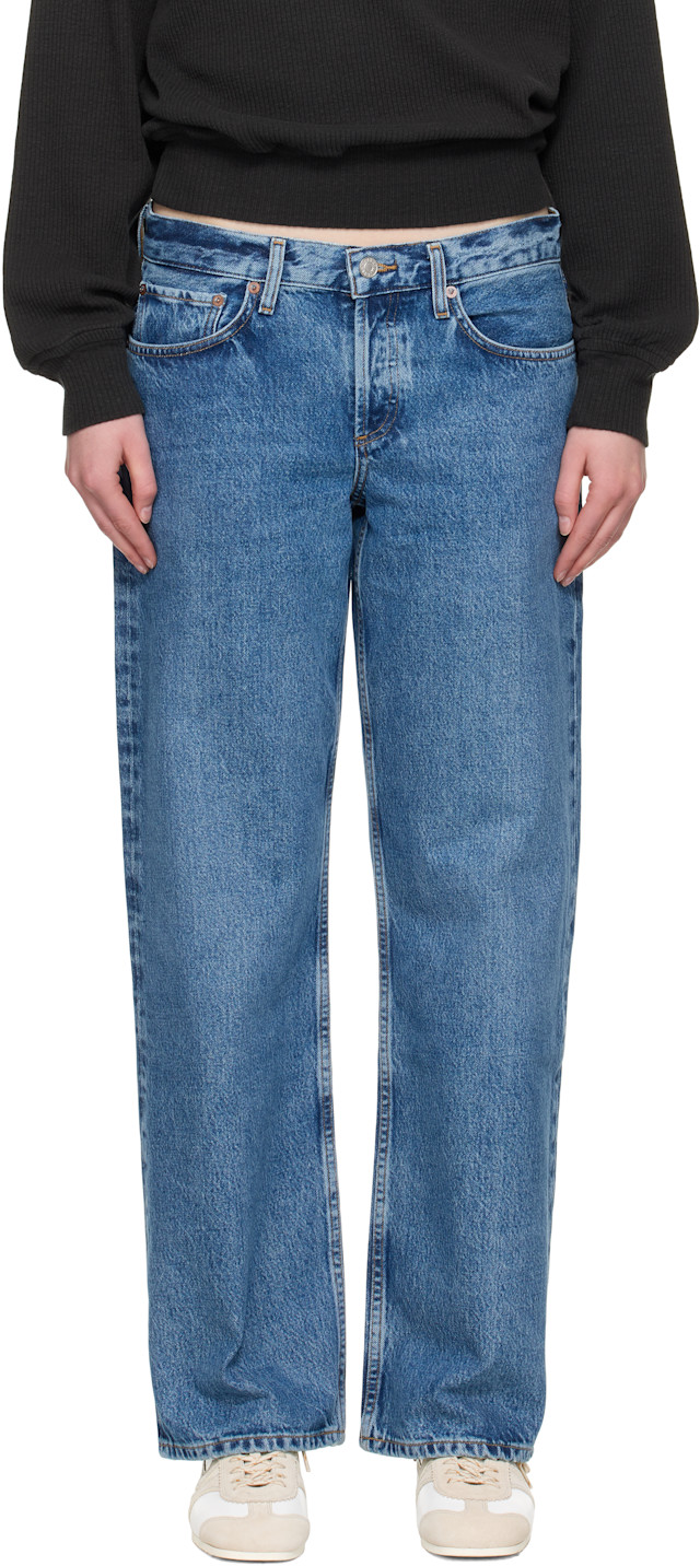 AGOLDE: Blue Low Rise Loose Jeans | SSENSE Canada