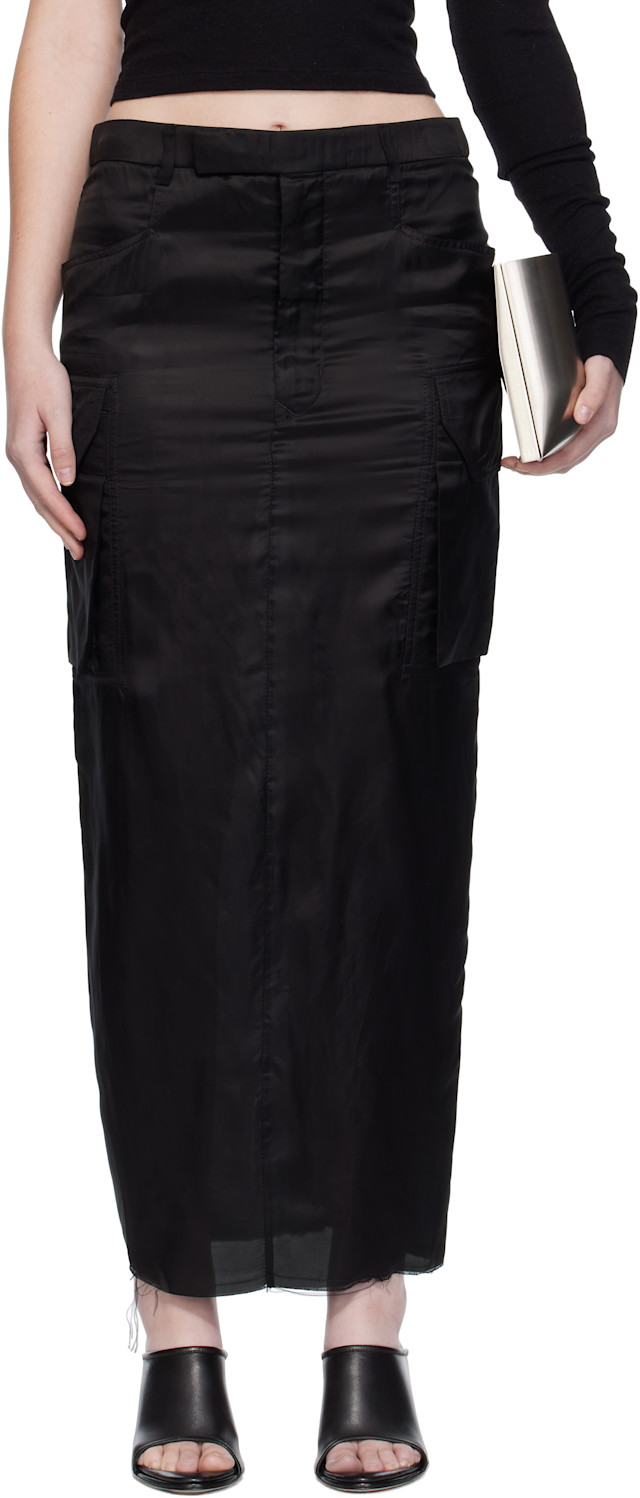 Rick Owens: Black Concordians Firbanks Midi Skirt | SSENSE