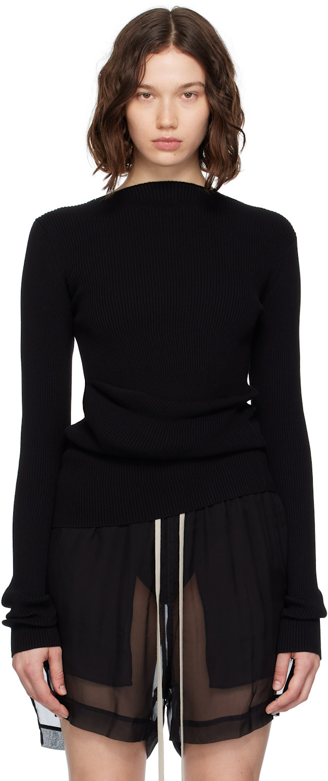Rick Owens: Black Concordians Ribbed Knit Babel Sweater | SSENSE
