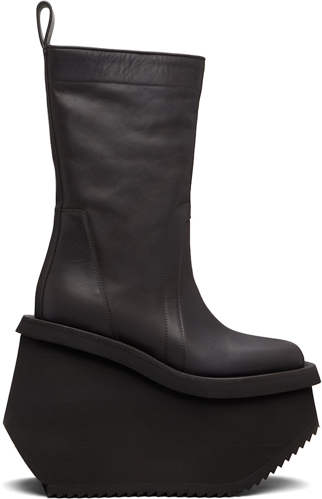 Rick Owens: Gray Concordians Factory Boots | SSENSE