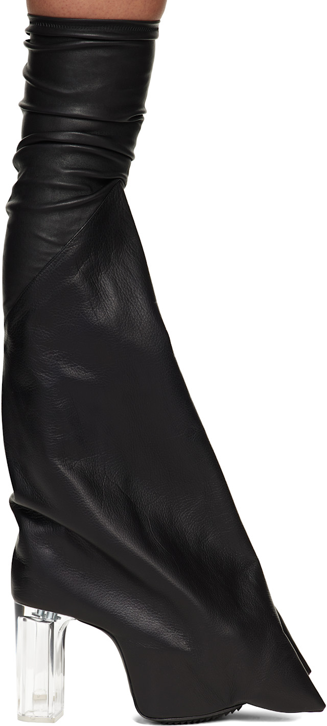 Rick Owens: ブラック Temple Taco Kiss ロングブーツ | SSENSE 日本