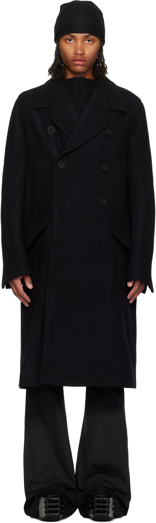Rick Owens コート 46 Rick Owens: ブラック Concordians Officer コート | SSENSE 日本