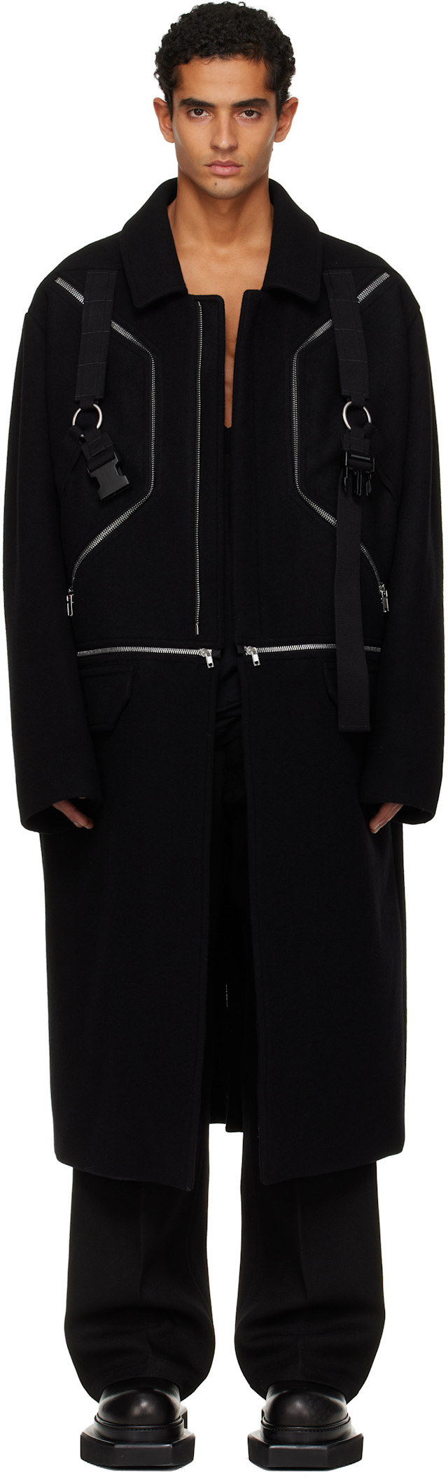 Rick Owens: Black Concordians Blixa Jumbo Mac Coat | SSENSE