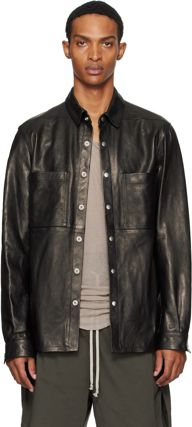 Rick Owens: ブラック Concordians Outershirt レザージャケット