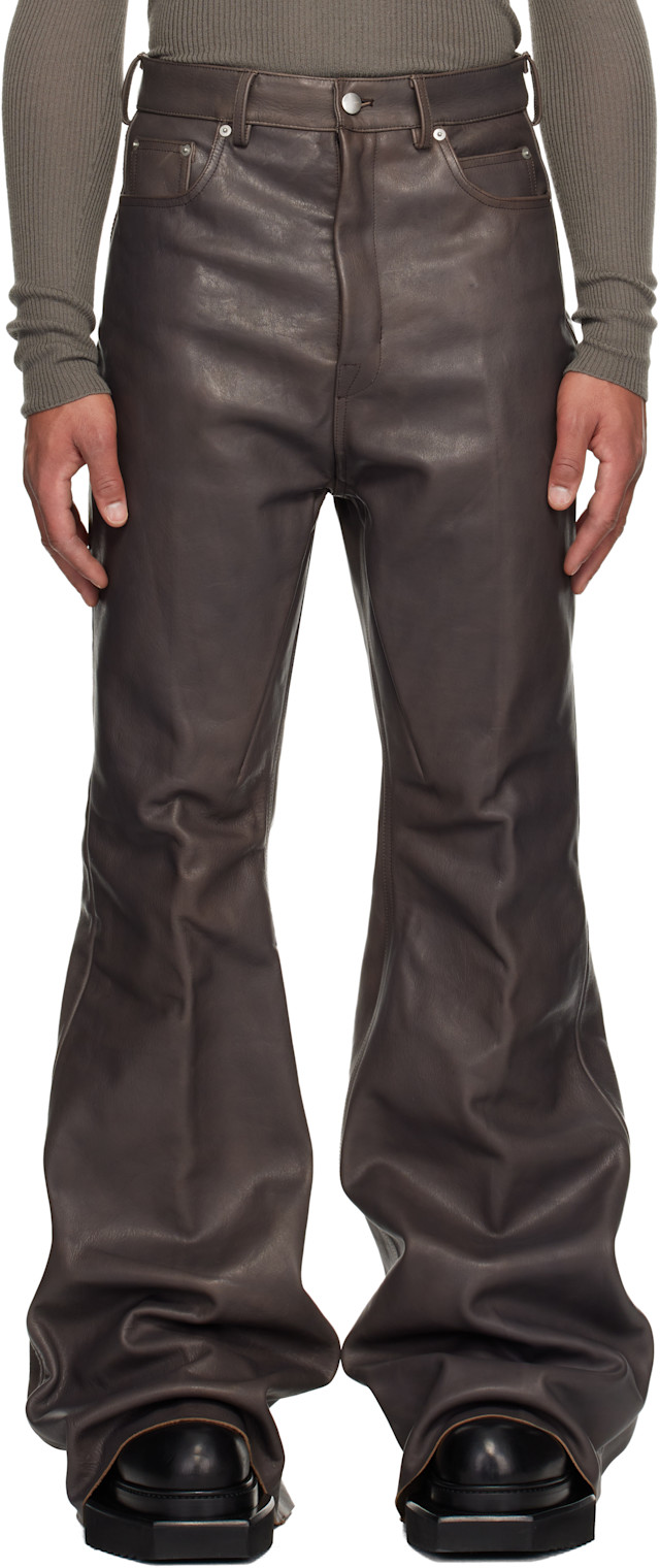 Rick Owens: Gray Concordians Runway Bolans Leather Pants | SSENSE