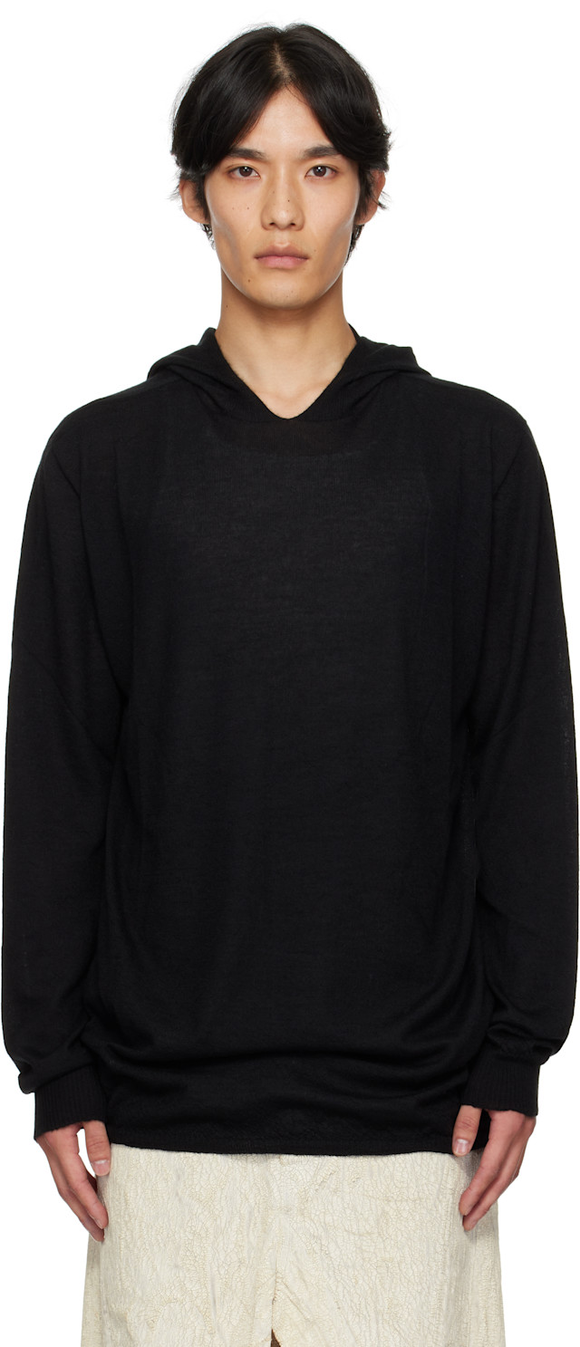 Rick Owens: ブラック Concordians 長袖フーディ | SSENSE 日本