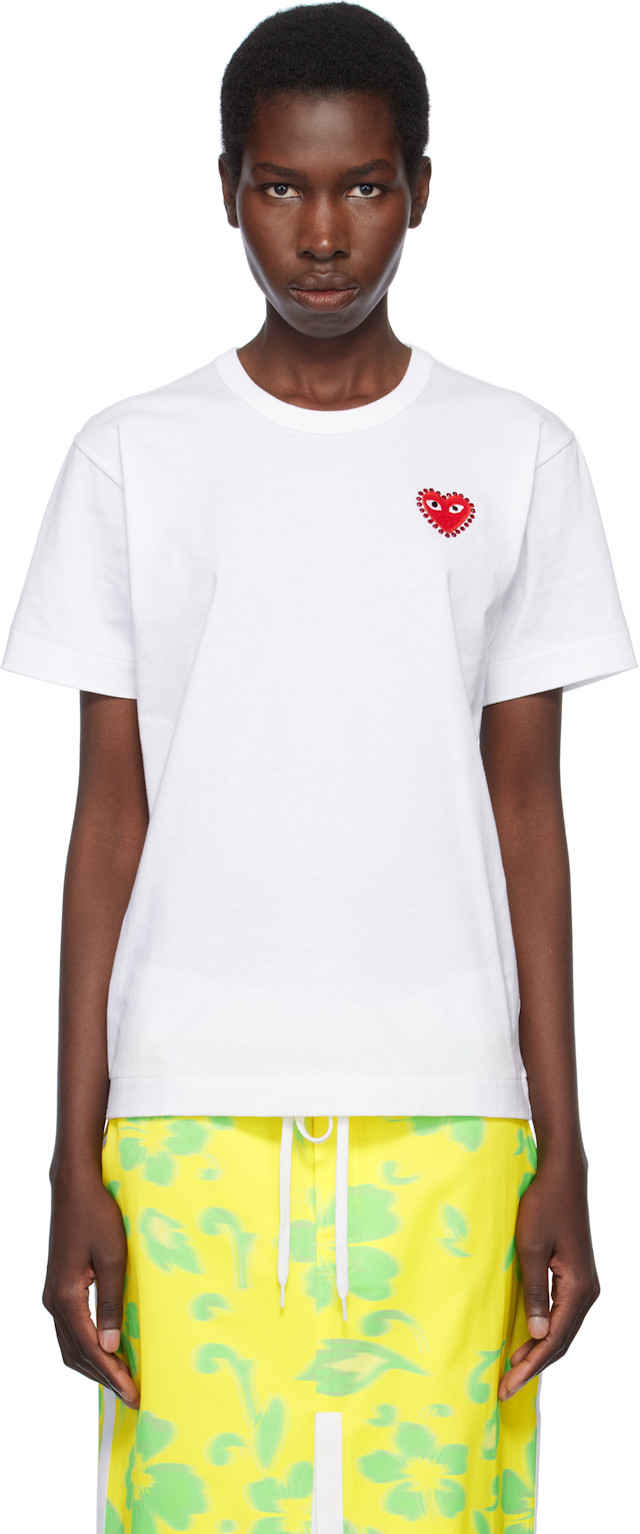 COMME des GARÇONS PLAY: ホワイト レッドハート ラインストーン