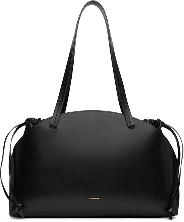 Jil Sander: ブラック ミディアム Curve ショルダー トートバッグ