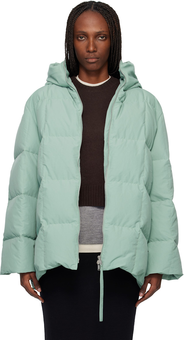 Jil Sander: Green Quilted Down Jacket | SSENSE