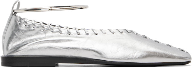 Jil Sander: Silver Ring Ballerina Flats | SSENSE
